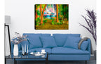 Enchanted Forest Painting printed on Canvas - Painting on Living Room Wall