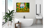 Enchanted Forest Painting printed on Canvas -Painting on Bath Room Wall