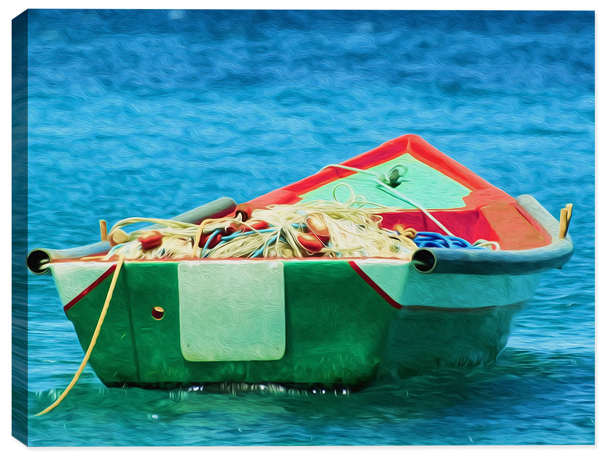 Painting of an Old Fishing Boat -II  - printed on waterproofed canvas.