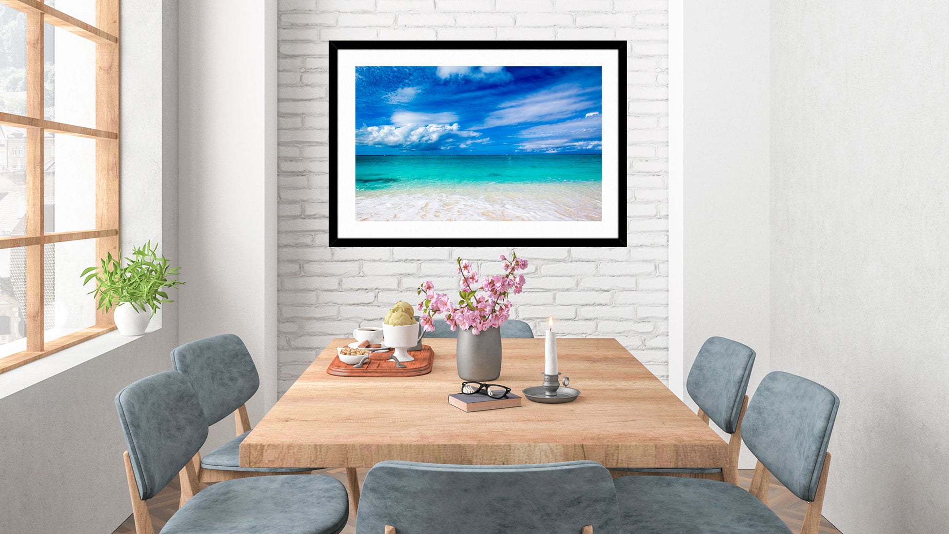 White Sand Beach - Framed Photograph on Dining Room Wall