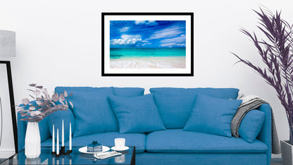 White Sand Beach - Framed Photograph  on Living Room Wall