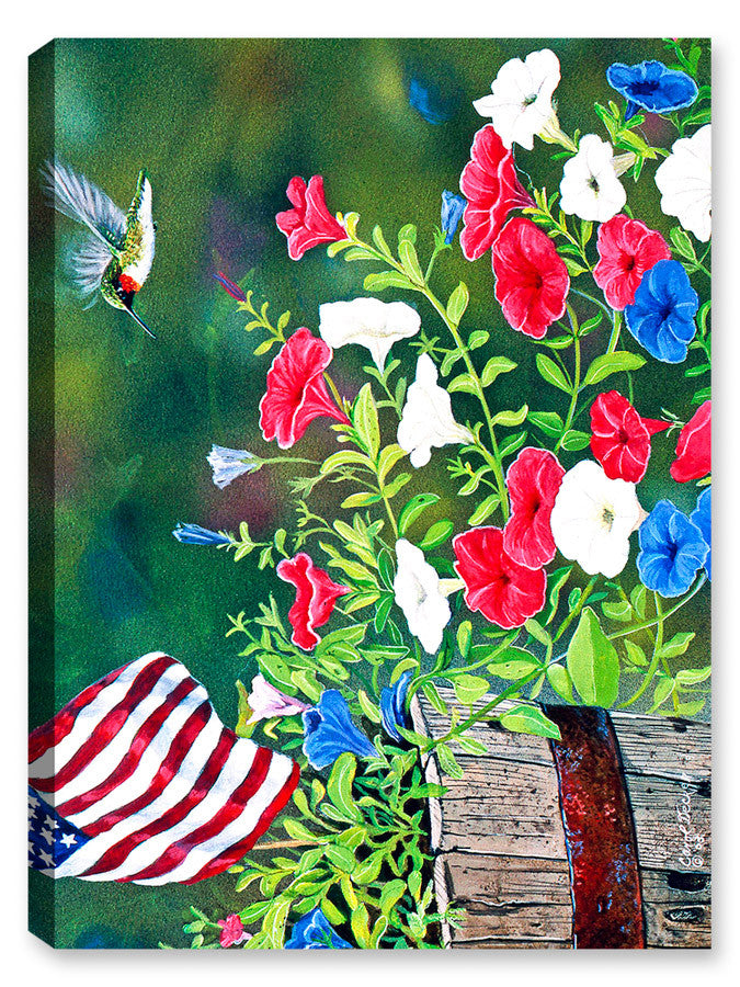 Garden Glory Hummingbird - Printed on Canvas