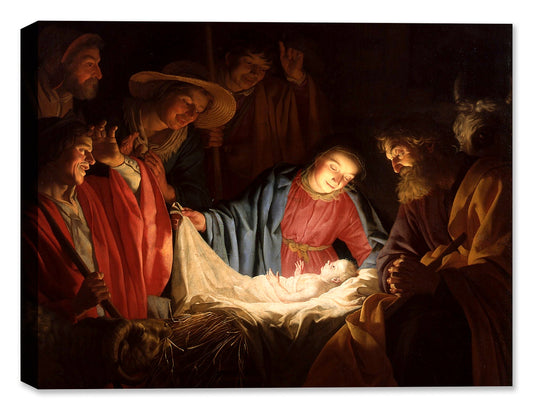 Jesus - Adoration by the Shepherds by Gerard Van Honth - 17th Century Masterpiece