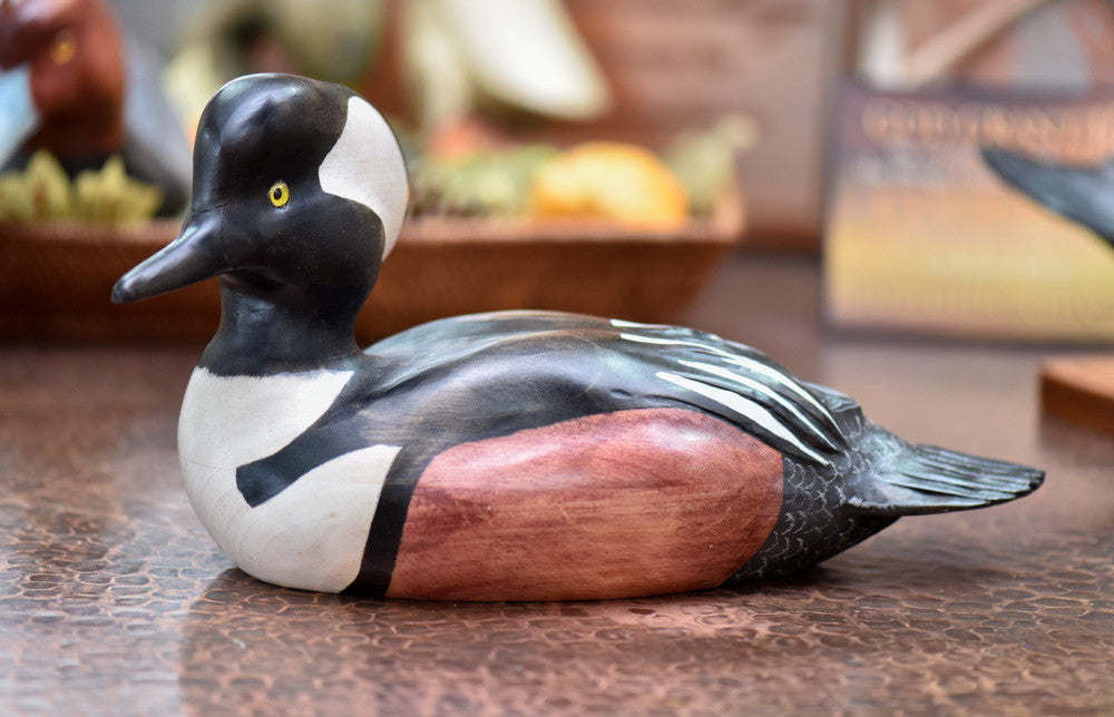 Hooded Merganser- Hand Carved Waterfowl - Canvas Art Plus
