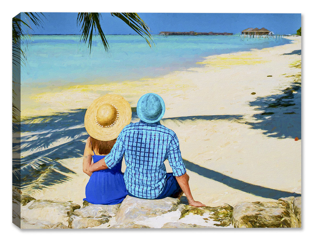 Lovers on Tropical Beach - Canvas Art Plus