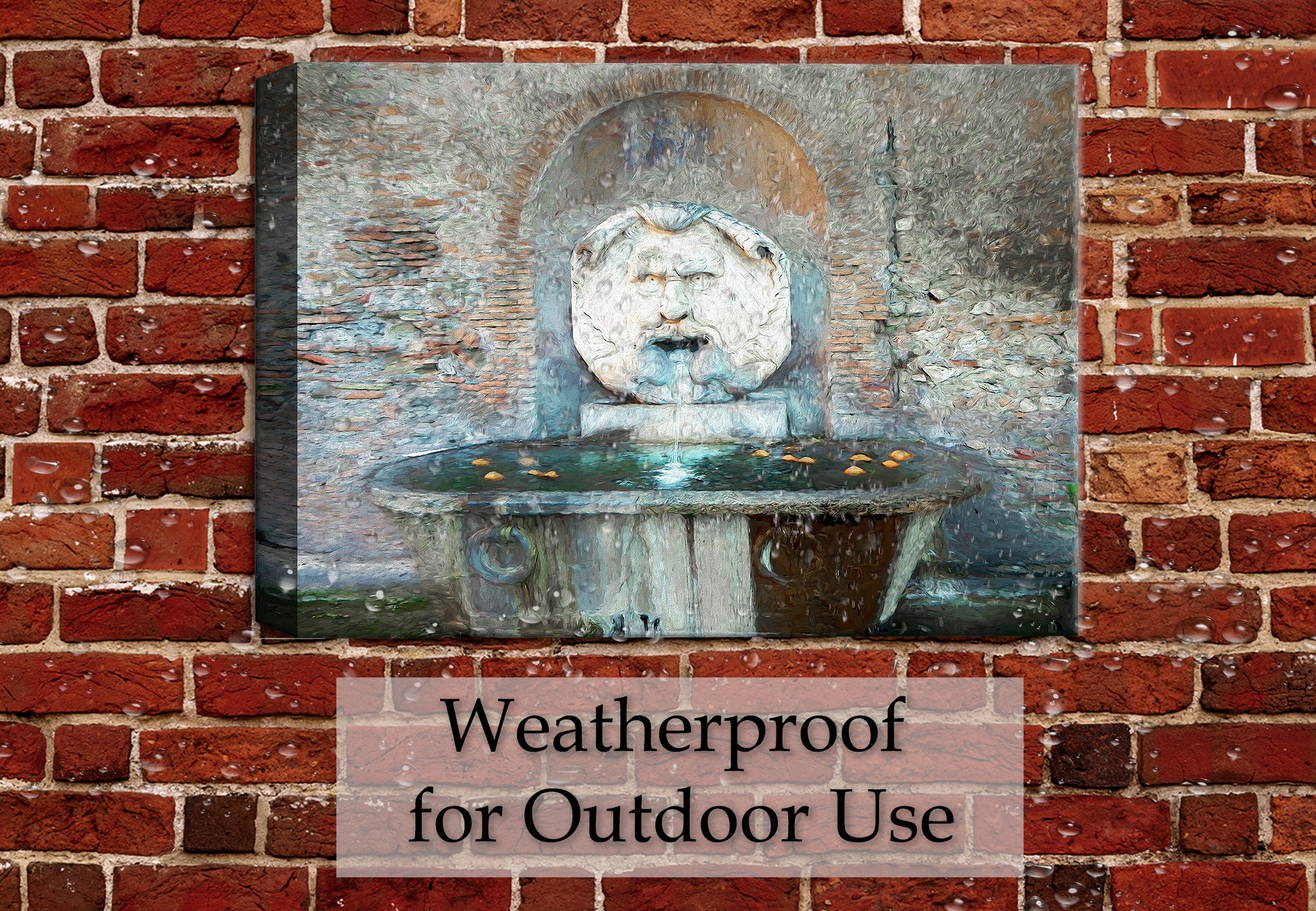 Waterproof Canvas print of Garden of the Oranges. Hanging on Outdoor Patio  Wall