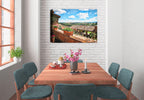 Painting of a Tuscan Village printed on Canvas - Hung on Dining Room Wall.