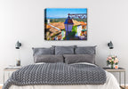 French Rooftops Painting - Printed on Canvas - Hanging on Bedroom Wall