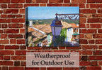 French Rooftops Painting - Printed on Canvas - Hanging on Patio Wall - Outdoor Waterproof Canvas
