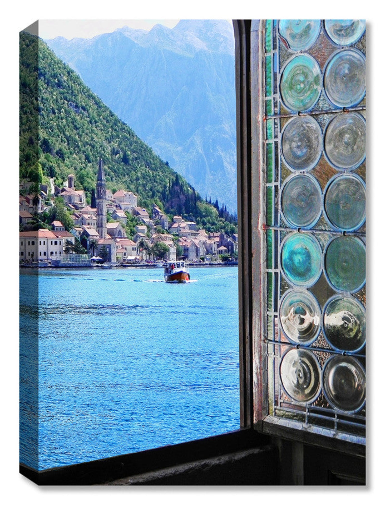 Photo of the Bay of Kotor with a view of the water, printed on canvas