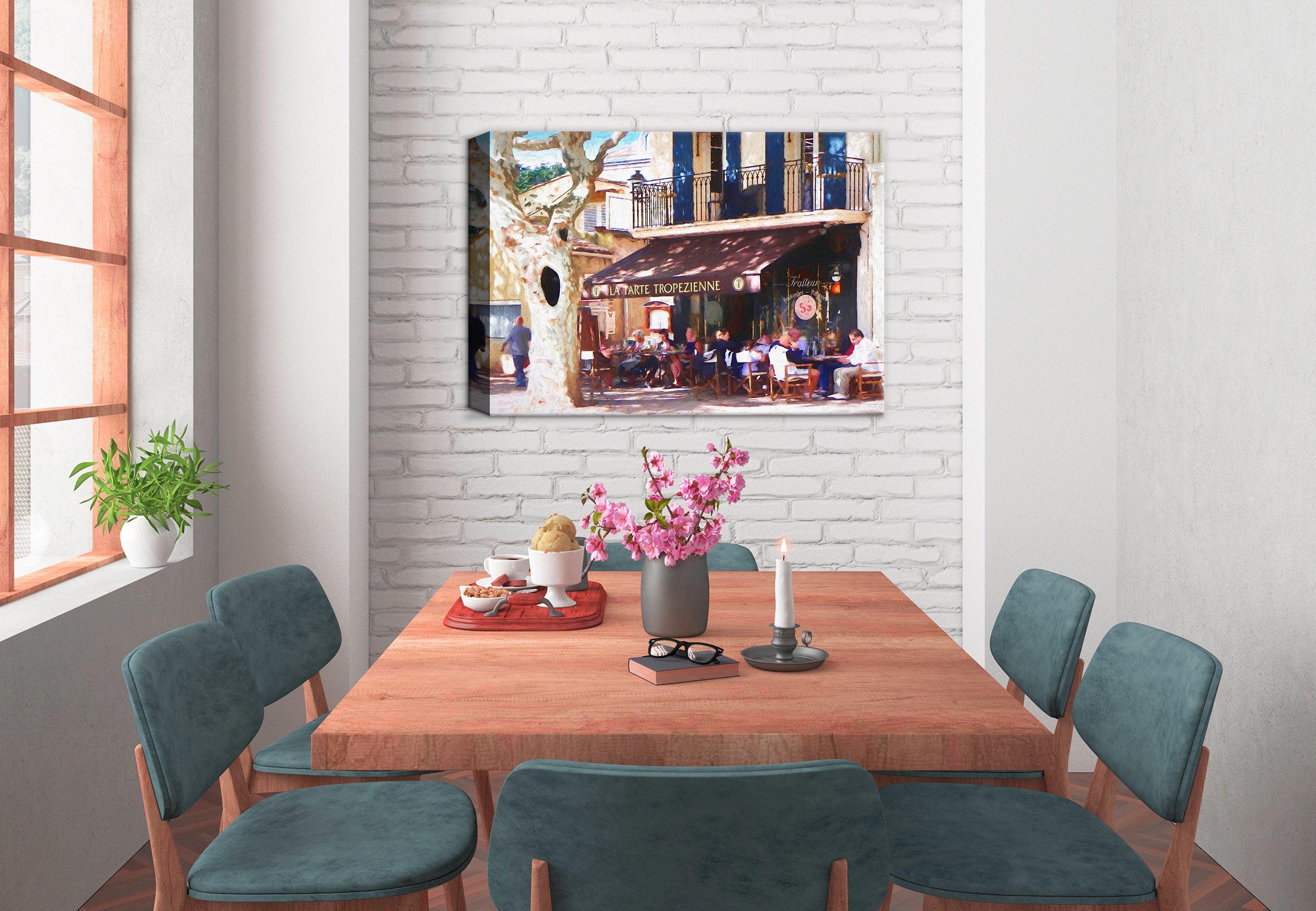 Fine Art Print of a French Bakery - Print on Canvas - Hanging on Dining Room Wall