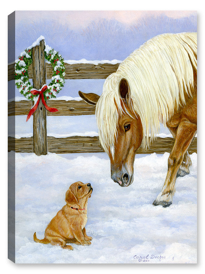 Making Friends - Horse and Lab Pup - Canvas Art Plus