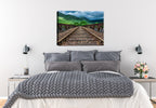 Rails over the River Fine Art Photography on Canvas. Hanging on Bedroom Wall.
