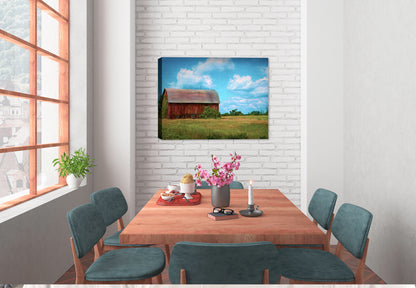 Country Barn and Blue Sky Painting on Canvas