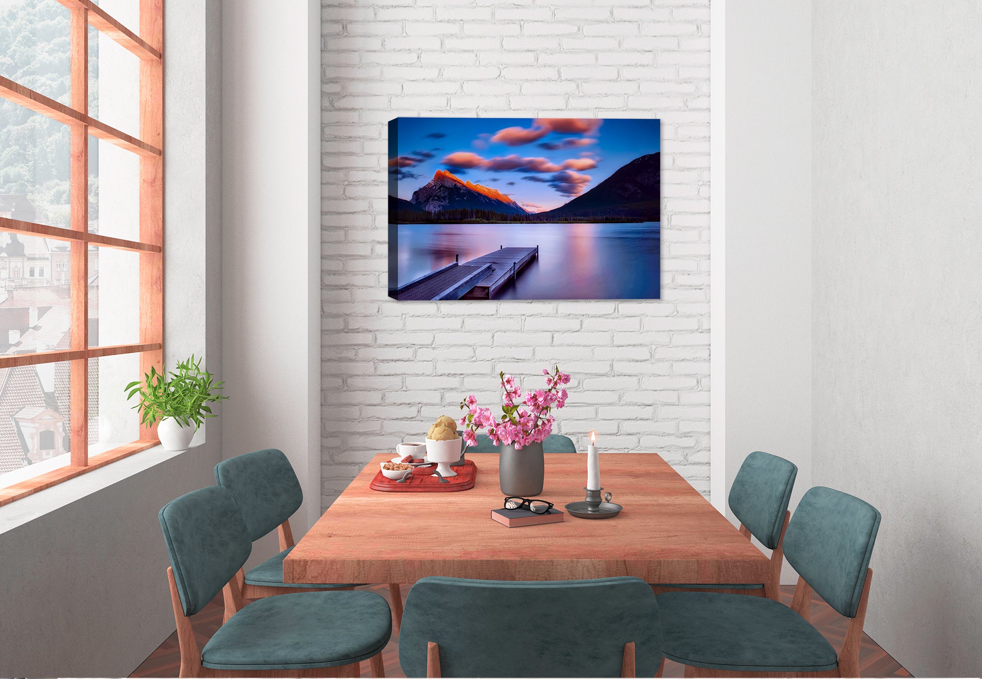 Dock on Still Waters - Fine Art Photo on Canvas - Hung on Dining Room Wall