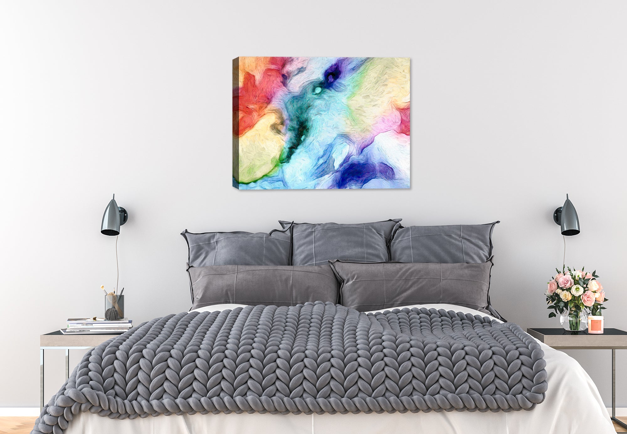 Abstract Art on Bedroom Wall