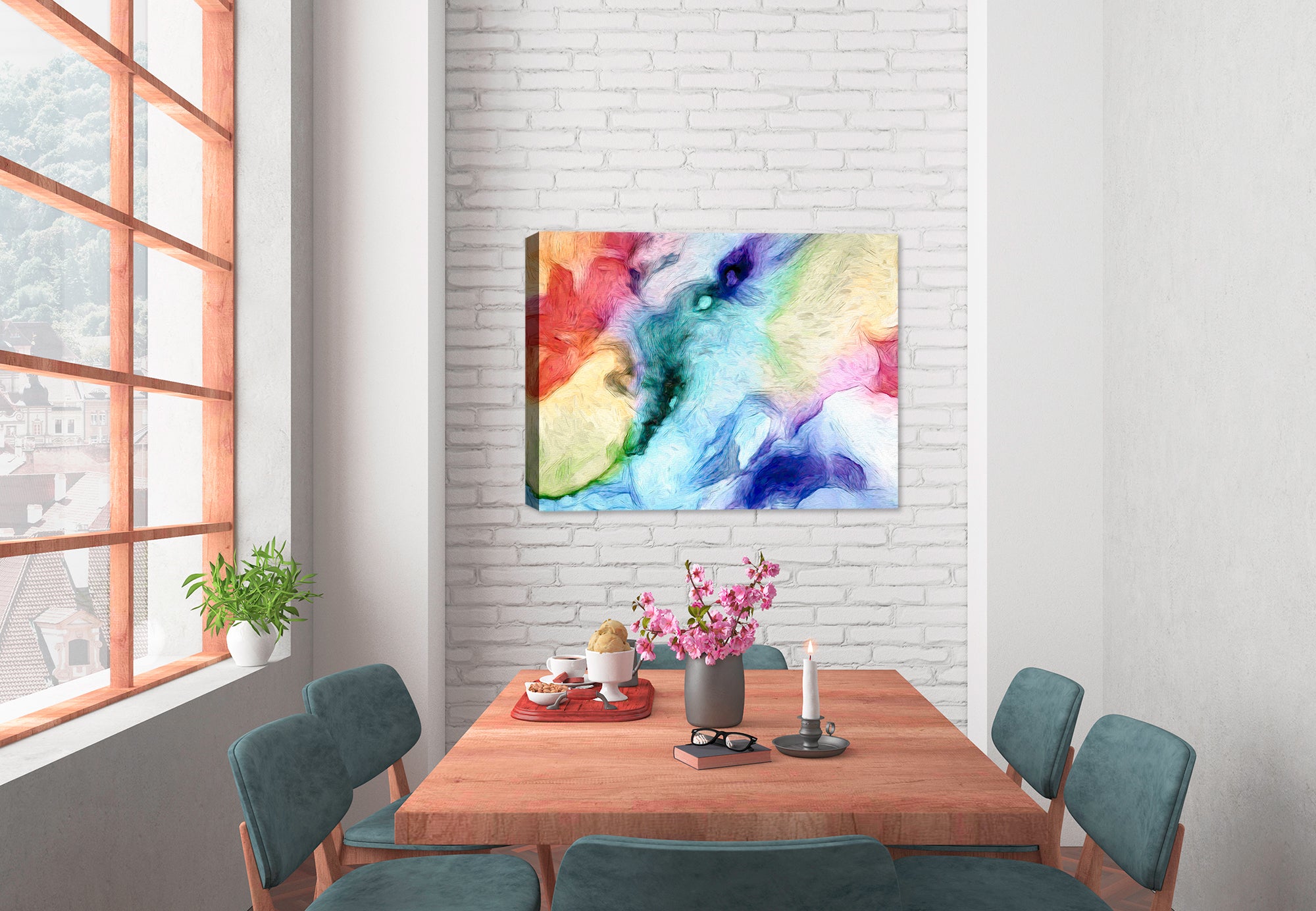 Abstract Art on Dining Room Wall