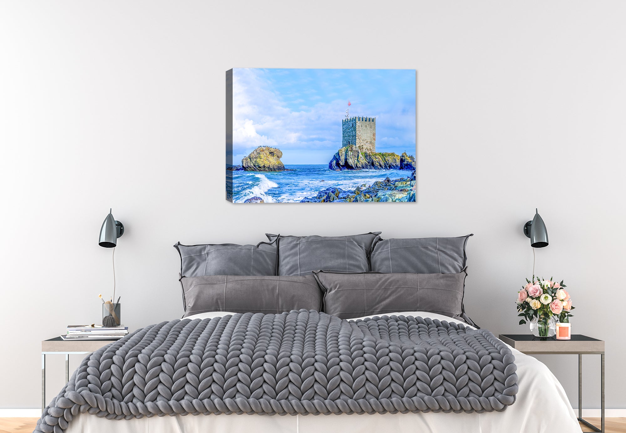 Image of a Castle on the Sea - Printed on Waterproof Canvas - Hanging on Bedroom Wall