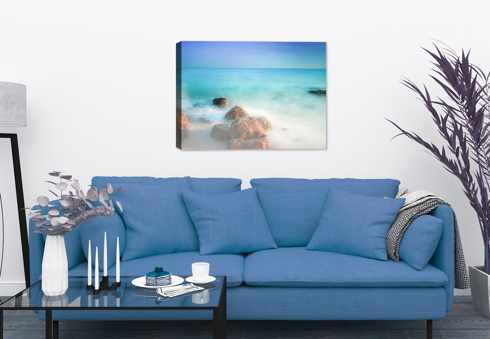 Morning Fog on the Ocean - Fine Art Photography on Canvas - Hanging on Living Room Wall