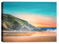 Painting of a Beach, Rocky Coastline and Sunset - Printed on Canvas and wrapped