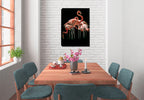 Fine Art Photography of Flamingos on Canvas - Hung on Dining Room Wall