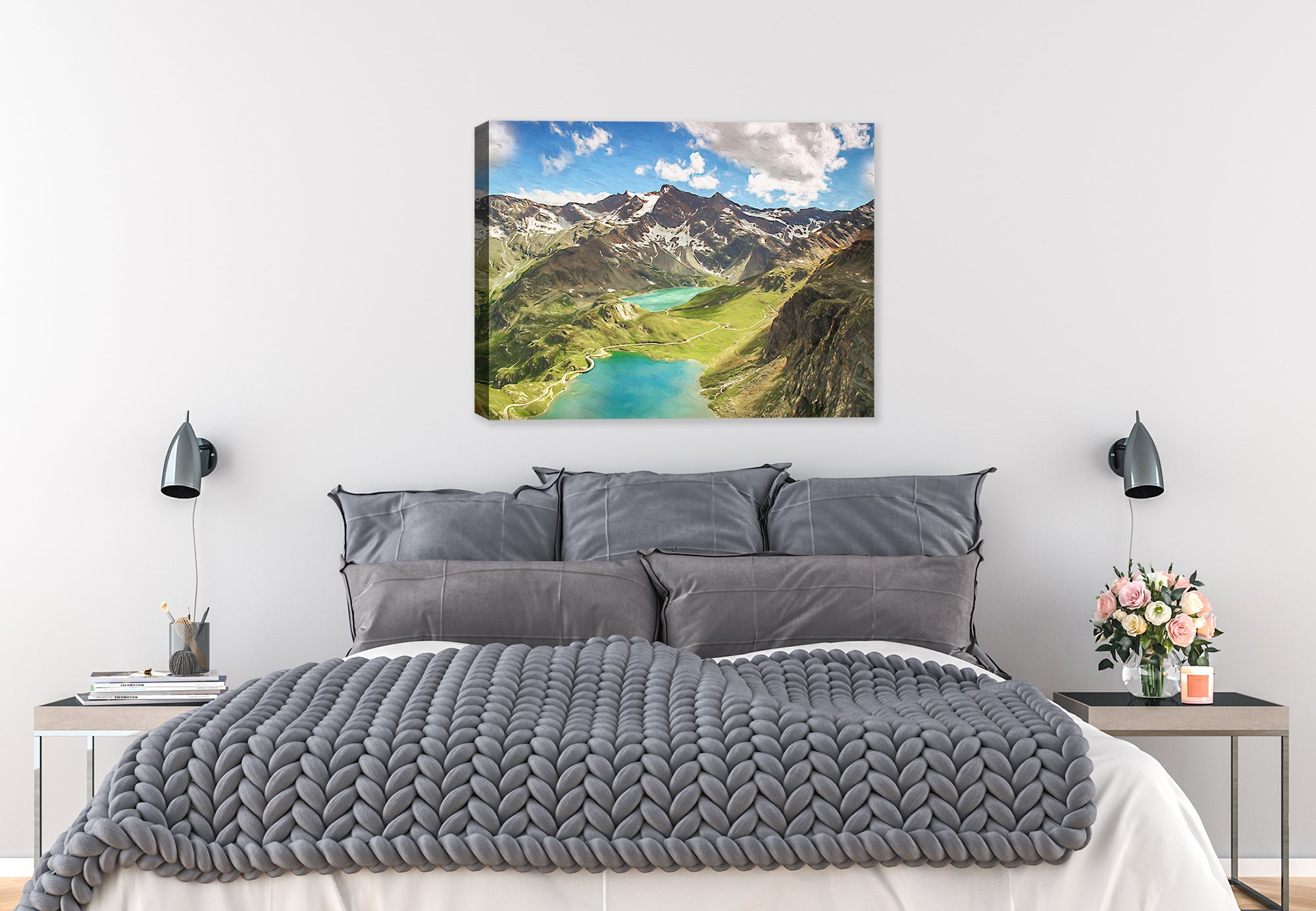 Walking in Clouds Canvas Print on Bedroom Wall