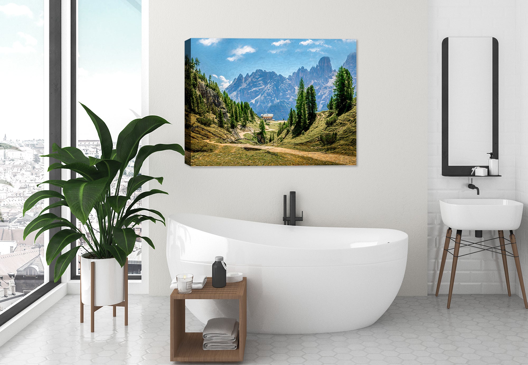 Alpine Way Image on Canvas on Bathroom Wall