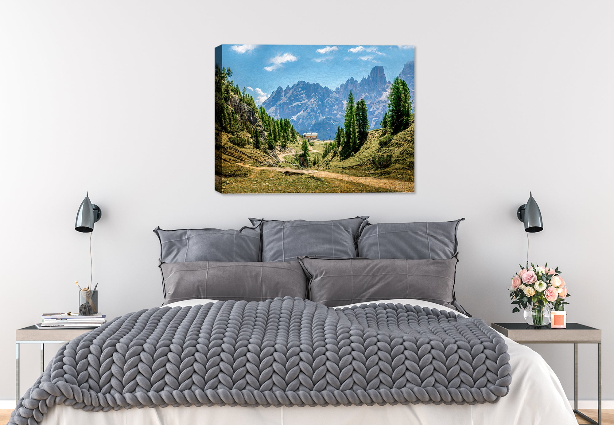 Alpine Way Image on Canvas on Bedroom Wall