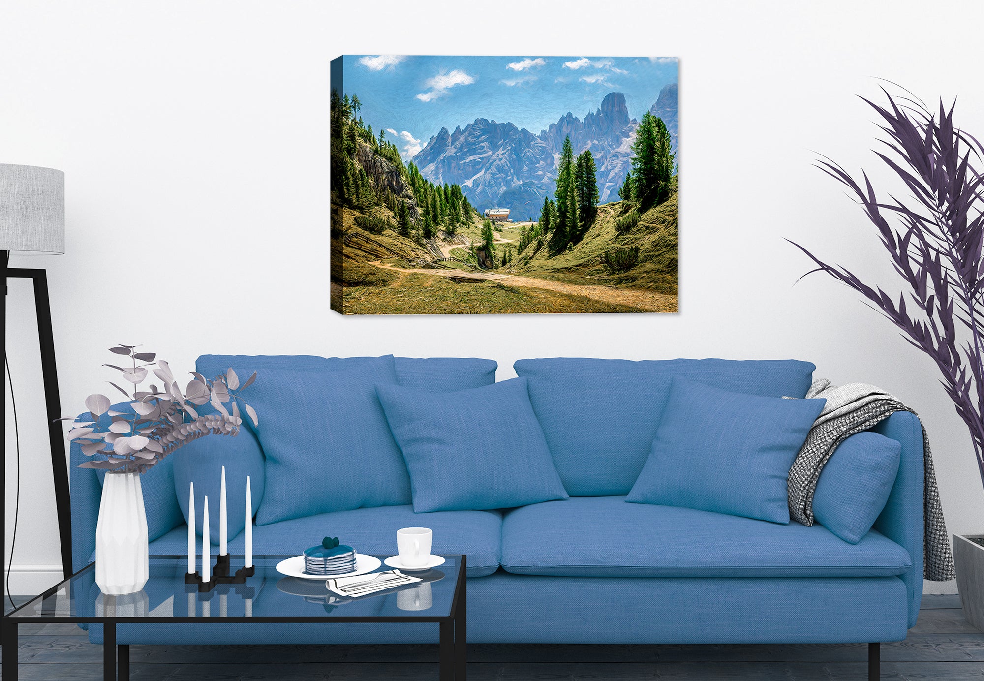 Alpine Way Image on Canvas on Living Room Wall