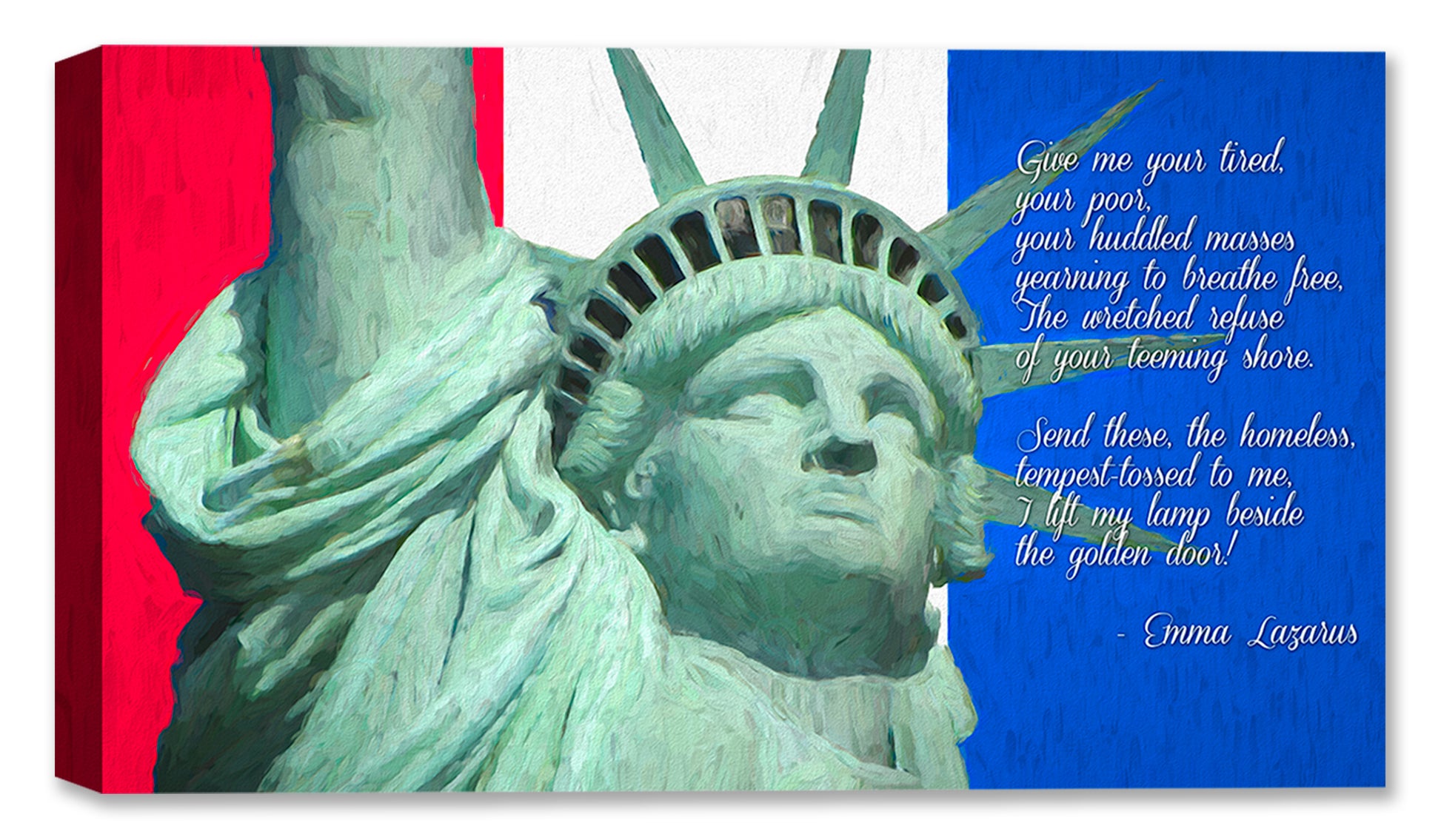 Statue of Liberty Painting with Wording - Printed on Canvas.