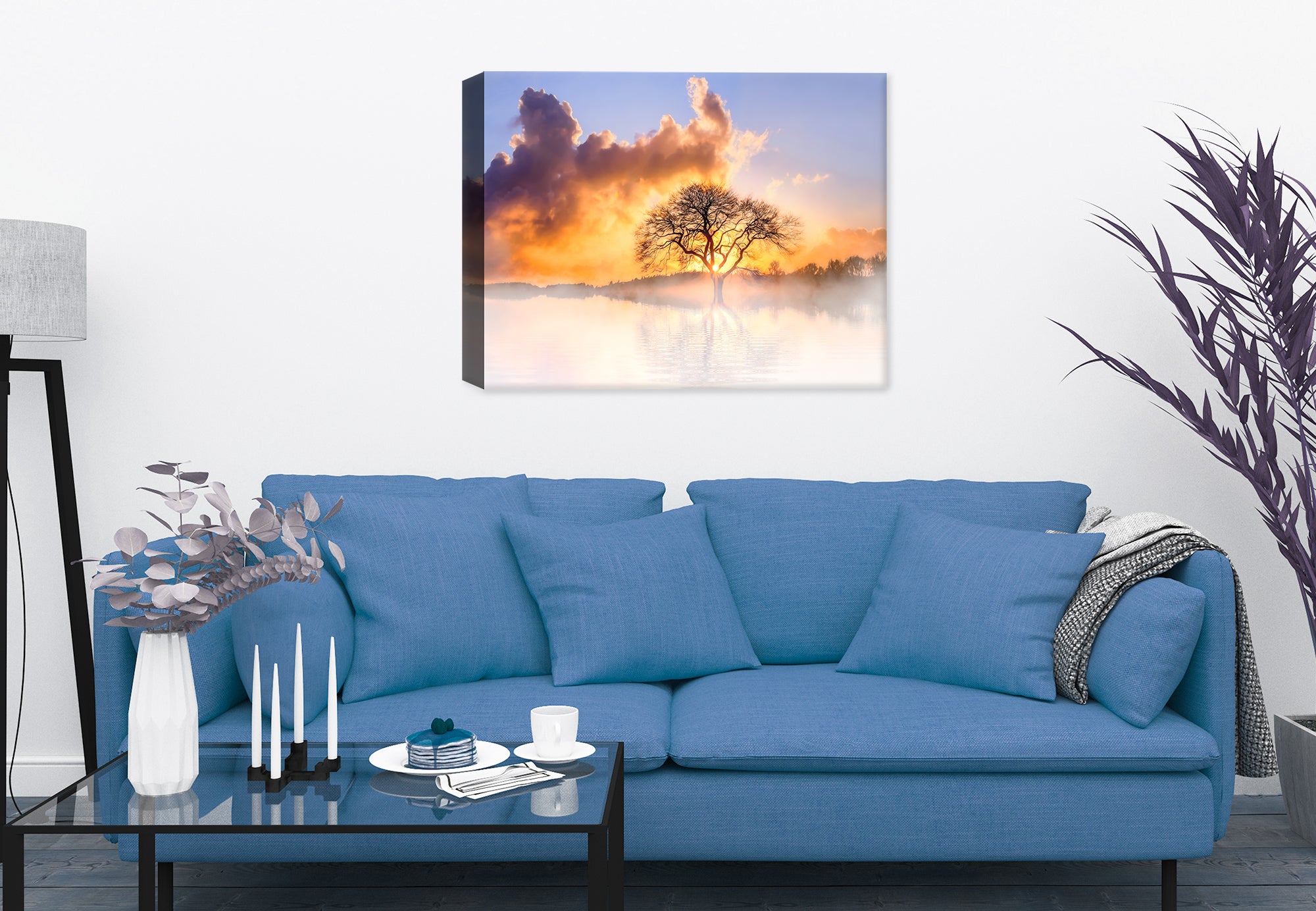 Tree in Fog - Fine Art Photography on Canvas - Hung on Living Room Wall