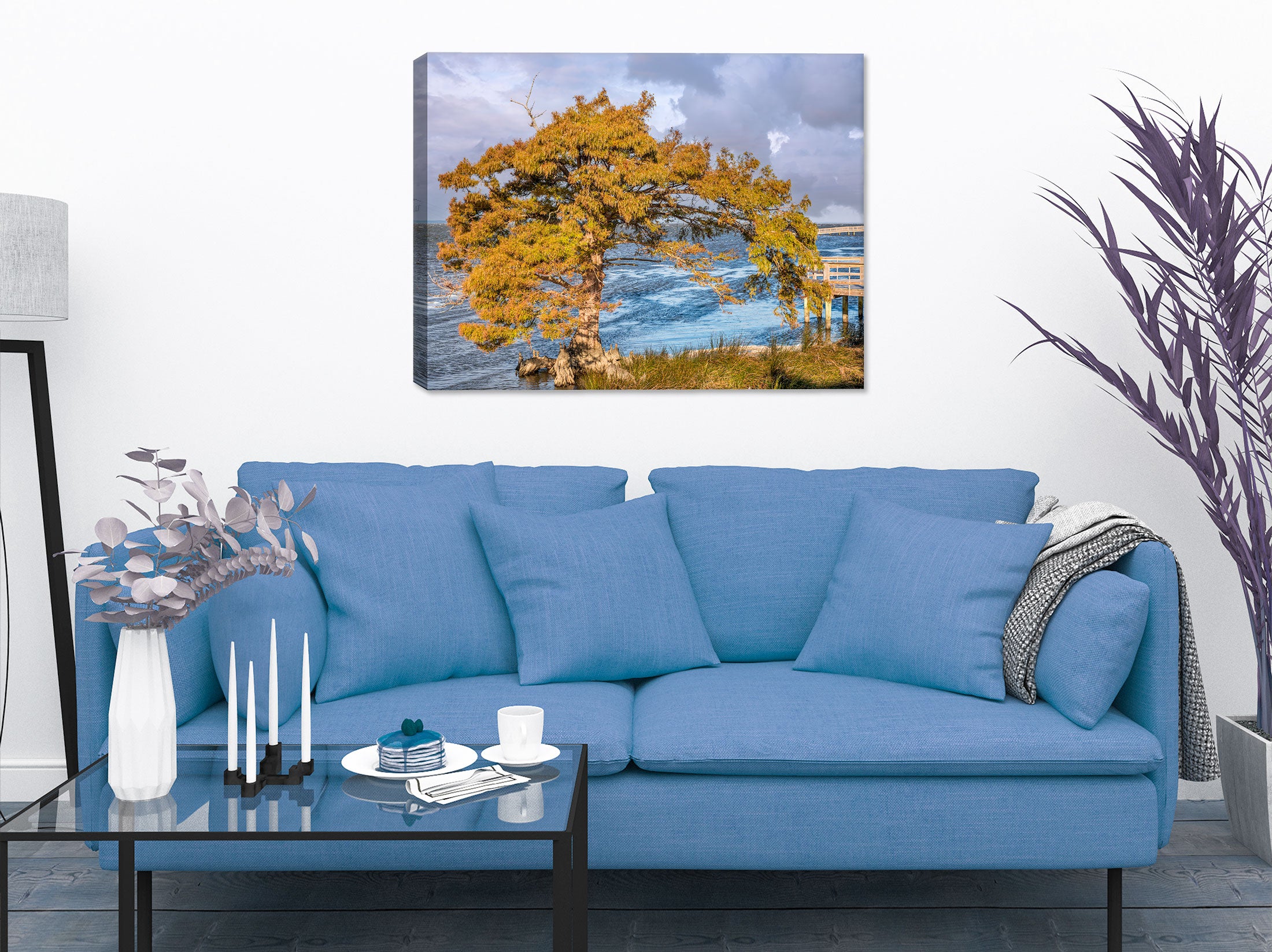 Photography of a cypress trees off the Atlantic Coast - printed on waterproof canvas - hanging on Living Room wall