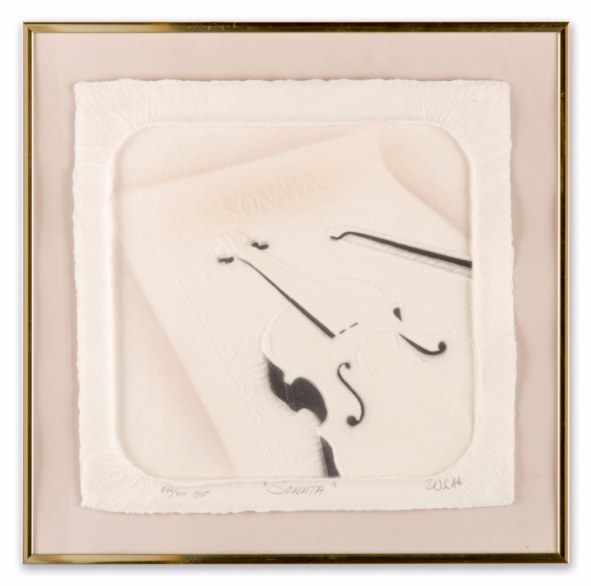 Sonata - Embossed/Cast Paper & Charcoal Art by Wess - Framed Art