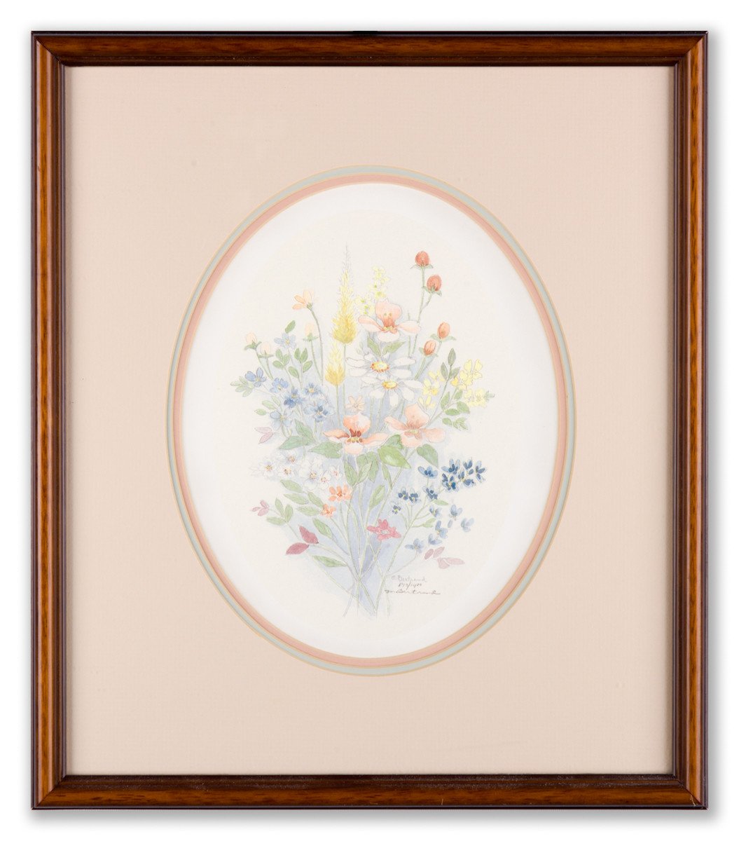 Flowers #2 by Mary Vincent Bertrand (signed lithograph) - Framed Art
