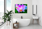 Soft Lavender & Cream Orchid   - Ink on Fine Art Canvas - Canvas Art Plus - Hung on Bathoom Wall