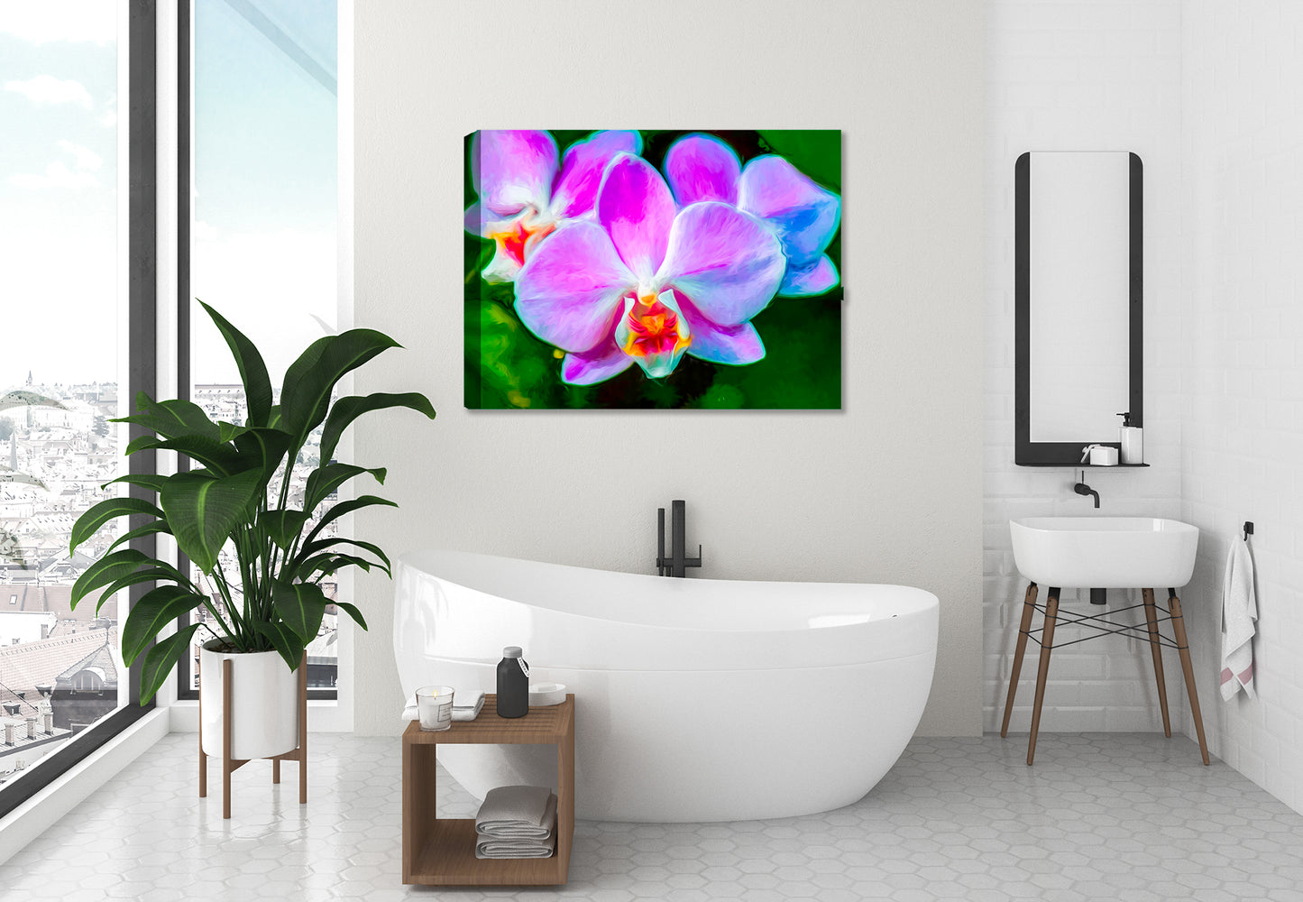 Soft Lavender & Cream Orchid - Ink on Fine Art Canvas
