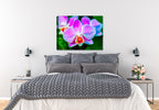 Soft Lavender & Cream Orchid   - Ink on Fine Art Canvas - Canvas Art Plus - Hung on Bedroom Wall