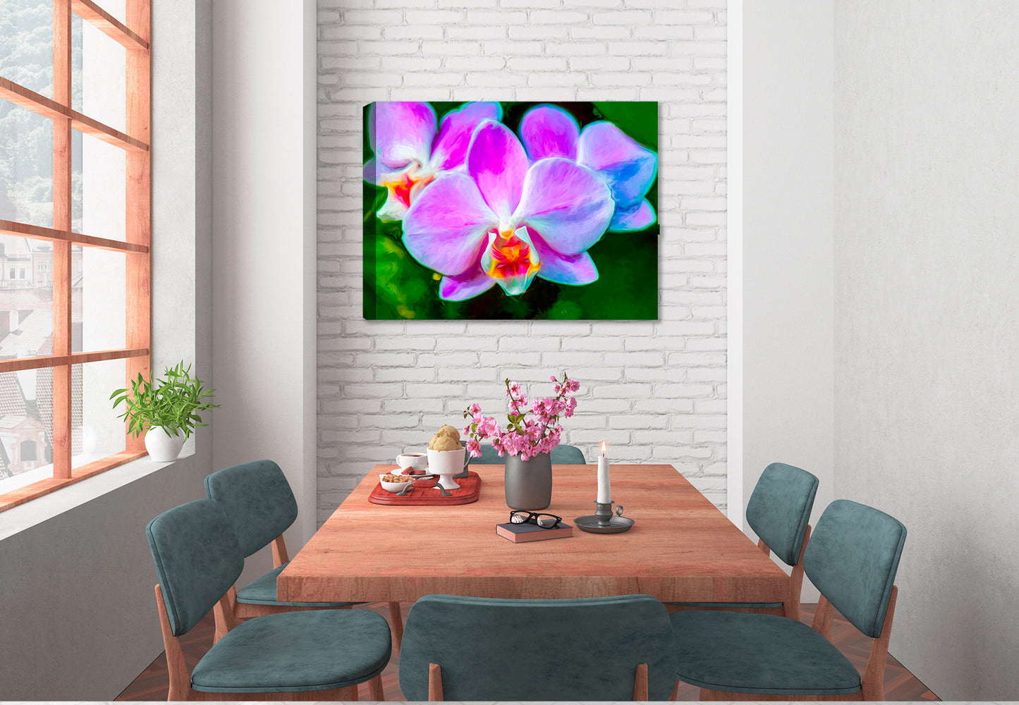 Soft Lavender & Cream Orchid - Ink on Fine Art Canvas