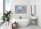 "If you want to Fly" inspirational print on Canvas with White Egret - Hanging on bathroom wall