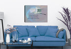 "If you want to Fly" inspirational print on Canvas with White Egret - Hanging on Living Room Wall