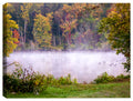 Image of dozens of Canadian Geese swimming in a lake in the fall.  Printed on Outdoor waterproof canvas.