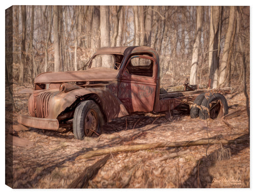 Image of an Abandoned Truck on Canvas 