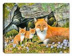 Painting of a Red Fox Family printed on Canvas