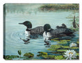 Painting of Loons and Lilies on a pond.  Printed on Waterproof Canvas. 