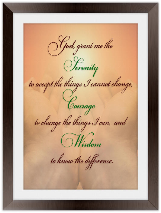Serenity Prayer with Outreached Hands - Framed Art