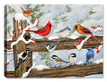 Songbirds on Snow Covered Fence - Convention - Painting by Carol Decker - Printed on Canvas