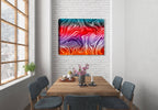Abstract Swirl on Canvas Hanging on Dining Room Wall