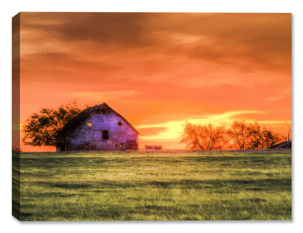 Red Sky Sunrise Painting , printed on Canvas