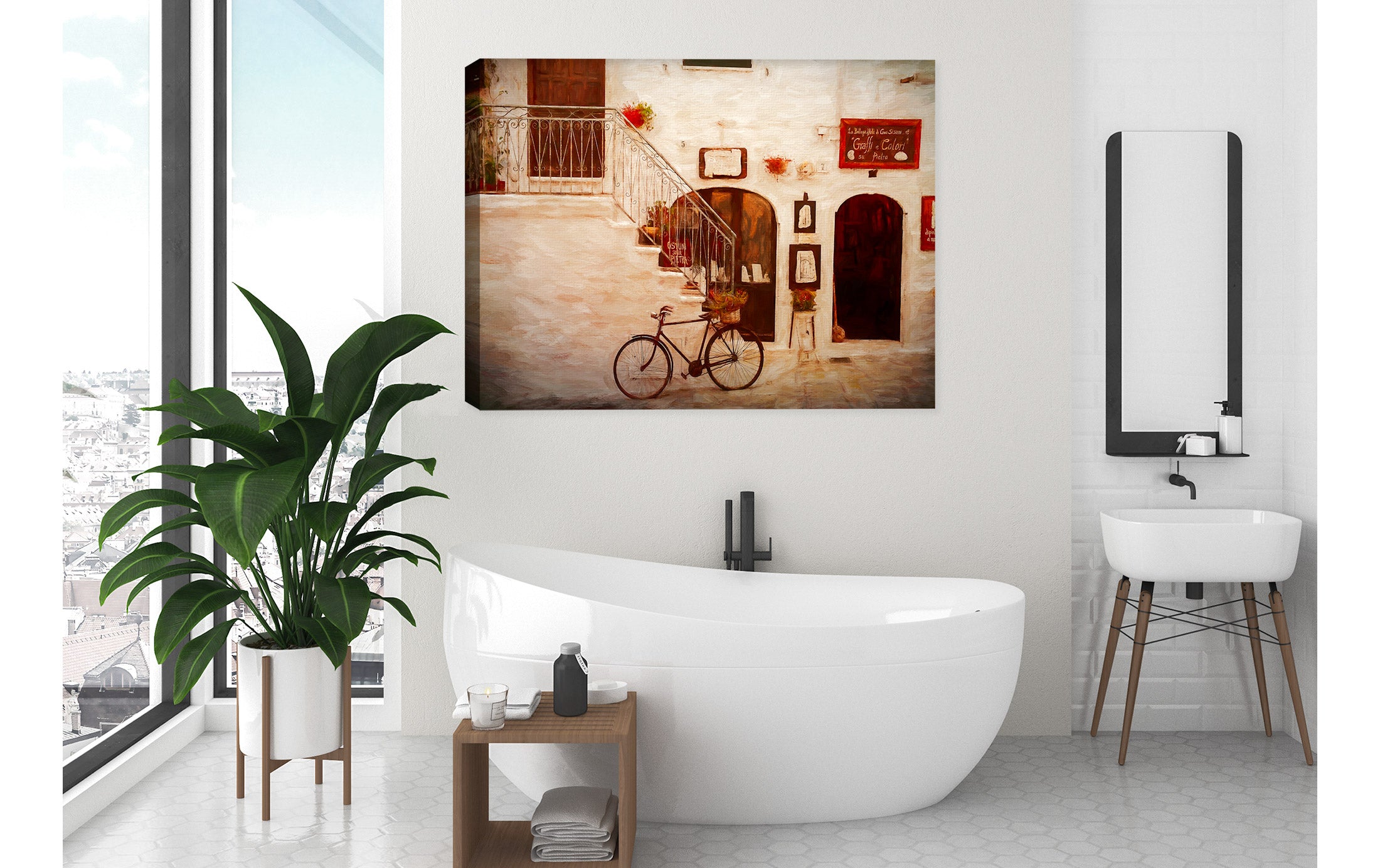 Vintage Bicycle on Canvas - Bath Room