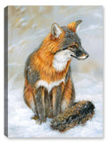 Winter Gray Fox Painting in the Snow - Printed on Waterproof Canvas